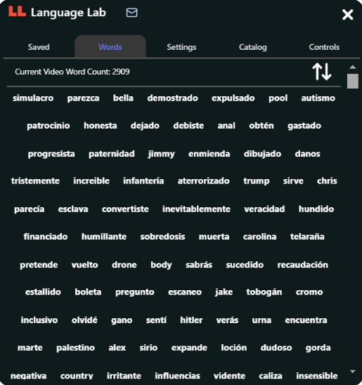 View all the words used in the video, ranked by AI from easiest to hardest!